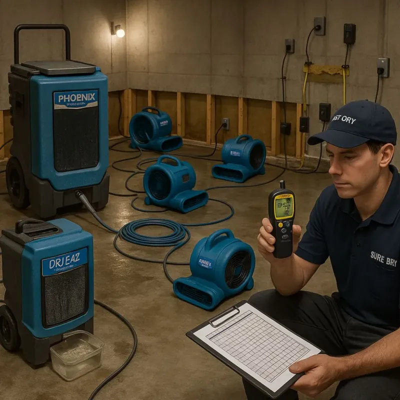 Structural Drying and Dehumidification process in Koreatown, CA